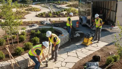Los Angeles landscape design team planning a custom outdoor space for a tree service client