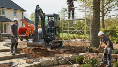 Los Angeles, CA tree service crew providing professional landscaping and tree care for a residential property