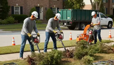 Los Angeles tree crew removing overgrown shrubs for safe, efficient yard cleanup