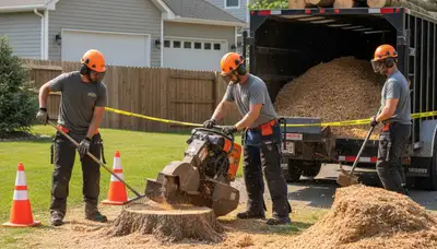Los Angeles stump removal crew clearing a stump for residential tree service