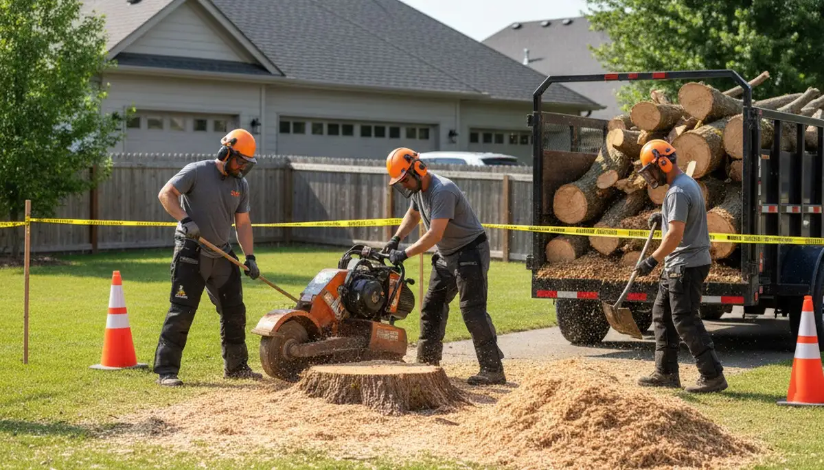 Los Angeles stump removal crew clearing a stump on a residential property