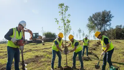Tree planting service in Los Angeles, CA with Arbor Tree Care technician planting a young tree