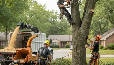 Los Angeles, CA tree removal crew safely removing a hazardous tree on a residential property