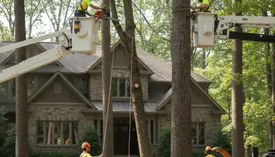 Tree service crew in Los Angeles, CA providing professional tree removal and trimming services