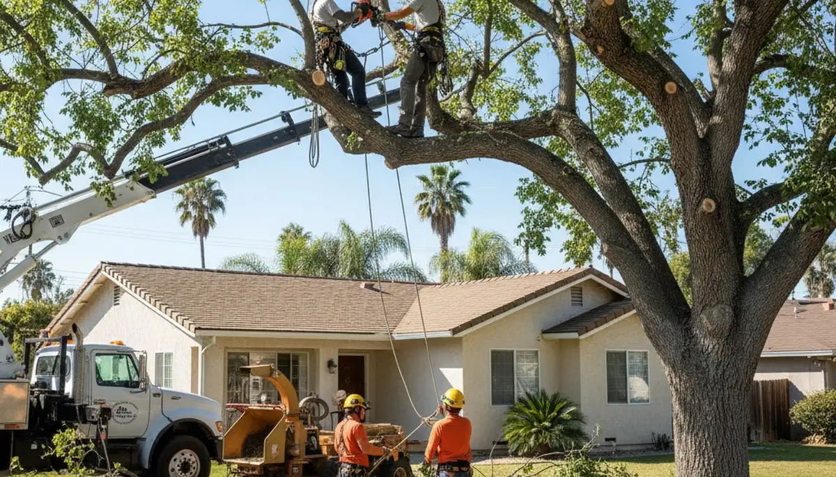 Tree service crew in Los Angeles, CA removing a tree for safe, professional arbor care