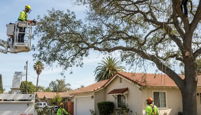 Tree service crew in Los Angeles, CA providing safe tree removal and trimming for homes and businesses