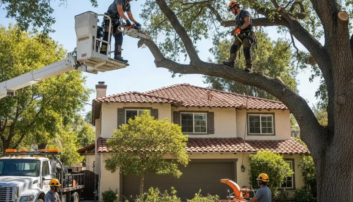 Tree service crew in Los Angeles, CA performing professional tree removal and cleanup