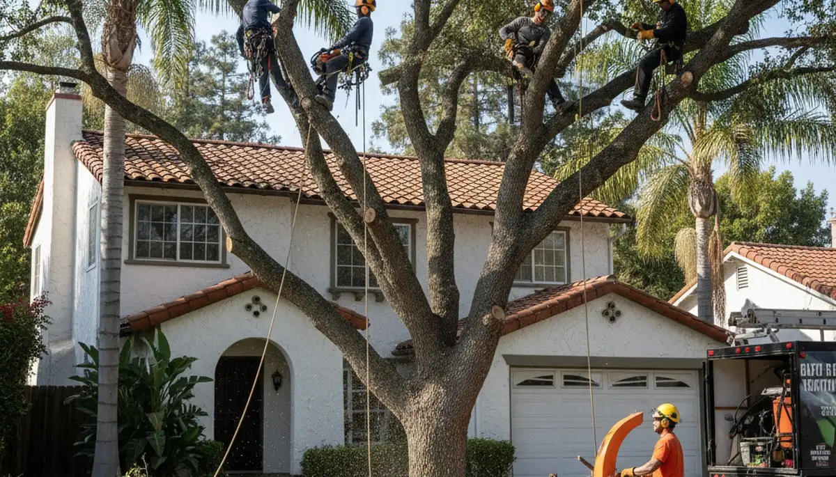 Tree service crew in Los Angeles, CA performing professional tree removal and trimming