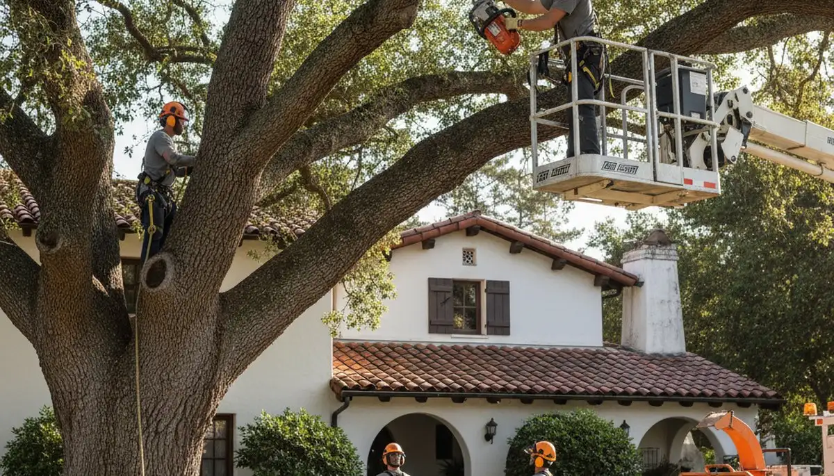 Tree service crew in Los Angeles, CA performing professional tree removal and trimming