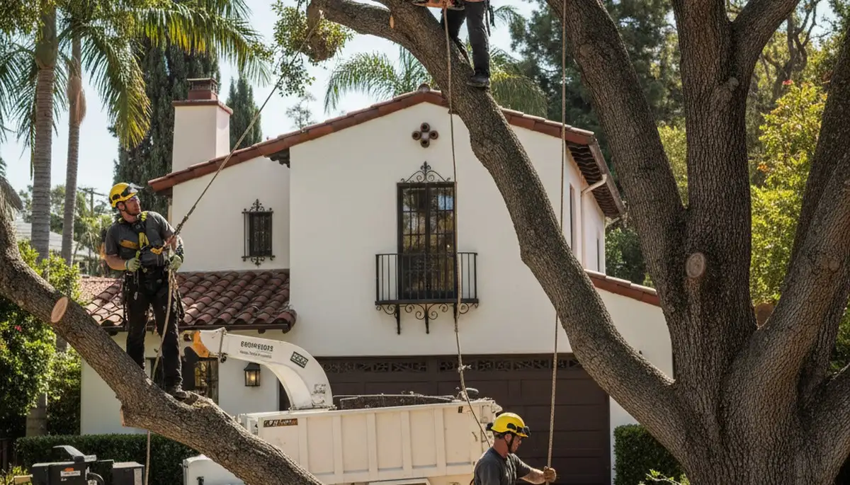 Tree service crew in Los Angeles, CA providing professional tree removal and trimming services