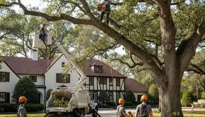 Los Angeles, CA tree service crew removing a tree for safe residential property clearance